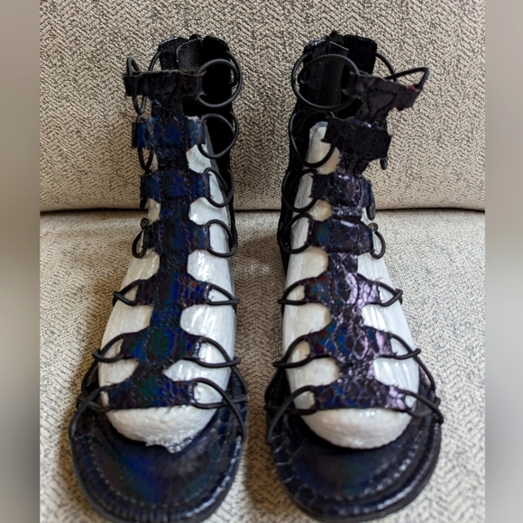 Girls Justice Gladiator Sandals Size 5 Black - Picture 1 of 6